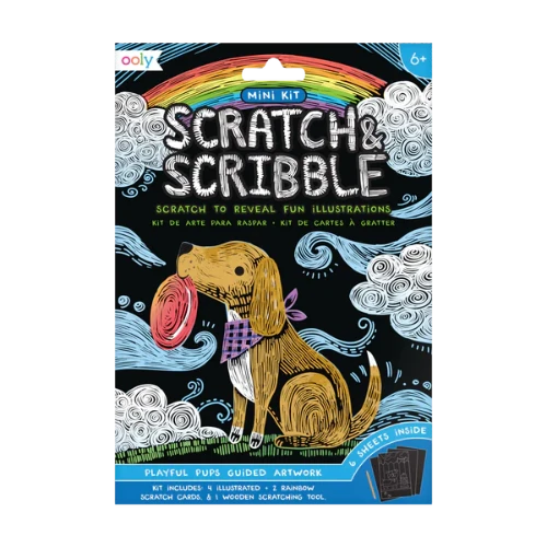161-044 Playful Pups Scratch and Scribble Mini Scratch Art Kit