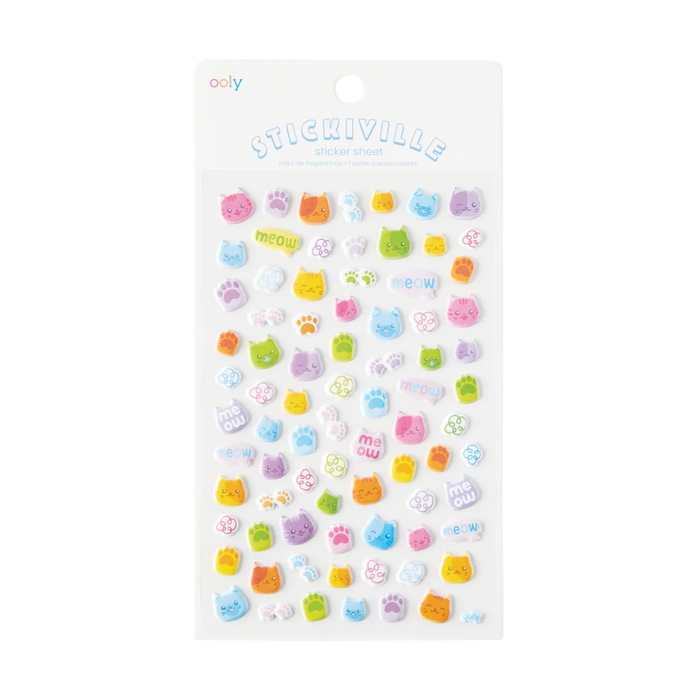 120-061 STICKYVILLE COLORFUL CATS STICKERS