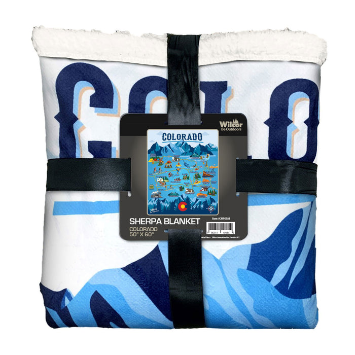 CMP0184 COLORADO MAP SHERPA BLANKET 50X60
