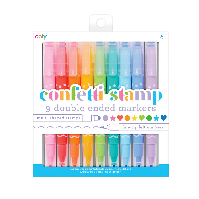 130-092 CONFETTI STAMP DOUBLE-ENDED MARKERS (SET OF 9)