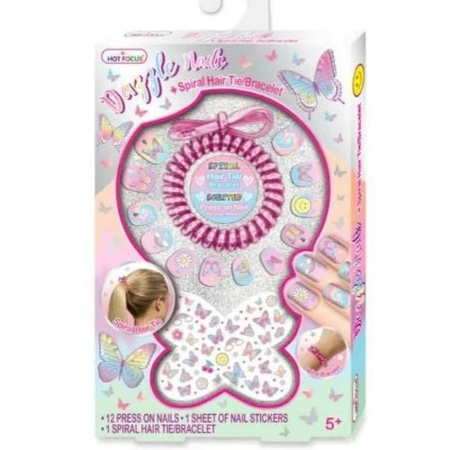 030TB DAZZLE NAILS + SPIRAL HAIR TIE/BRACELET, TYE DIE