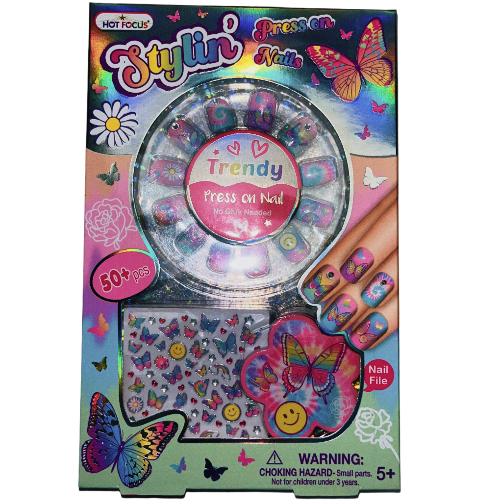 033TB STYLIN PRESS ON NAILS, TYE DIE BUTTERFLY