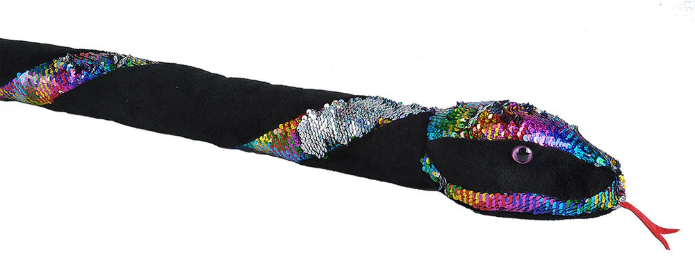 23650 SNAKE-SEQUIN RAINBOW TWIST SNAKE STUFFED ANIMAL 54"