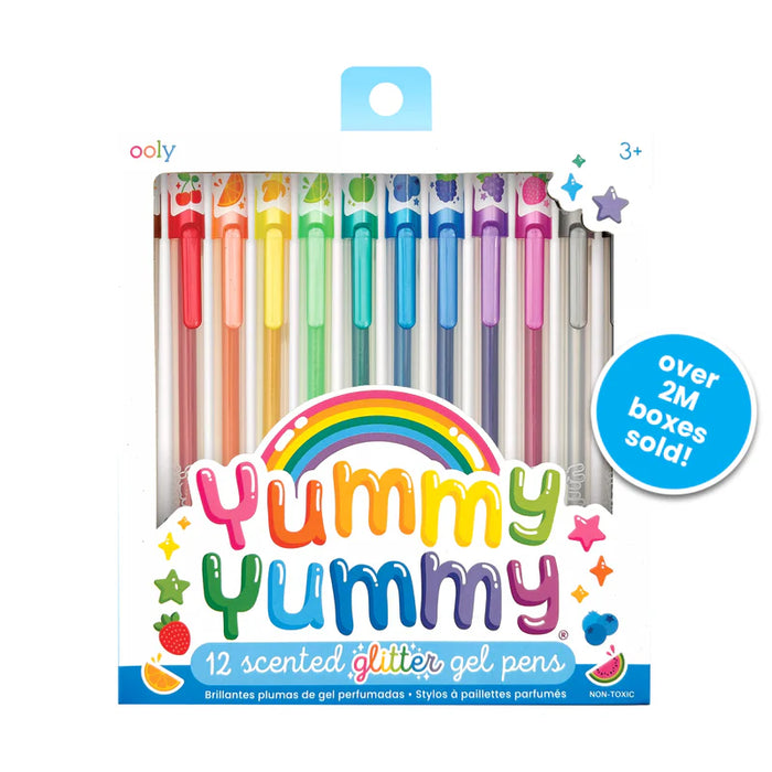 132-105 YUMMY YUMMY SCENTED COLORED GLITTER GEL PENS (SET OF 12)