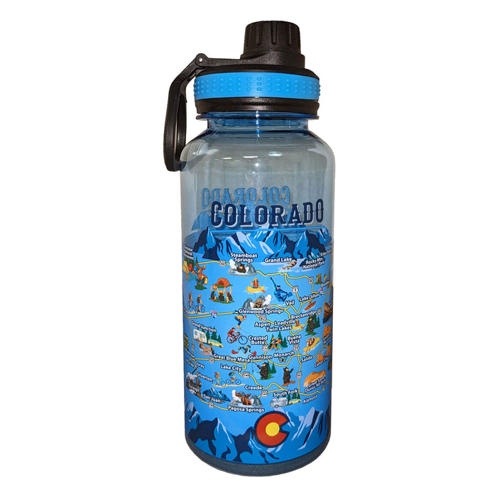 NEW0130 COLORADO MAP SPORT BOTTLE 34OZ