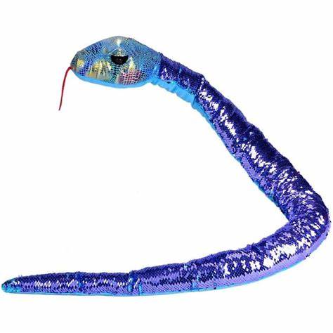 23403 SEQUIN SNAKE TEAL PURPLE STUFFED ANIMAL 54"