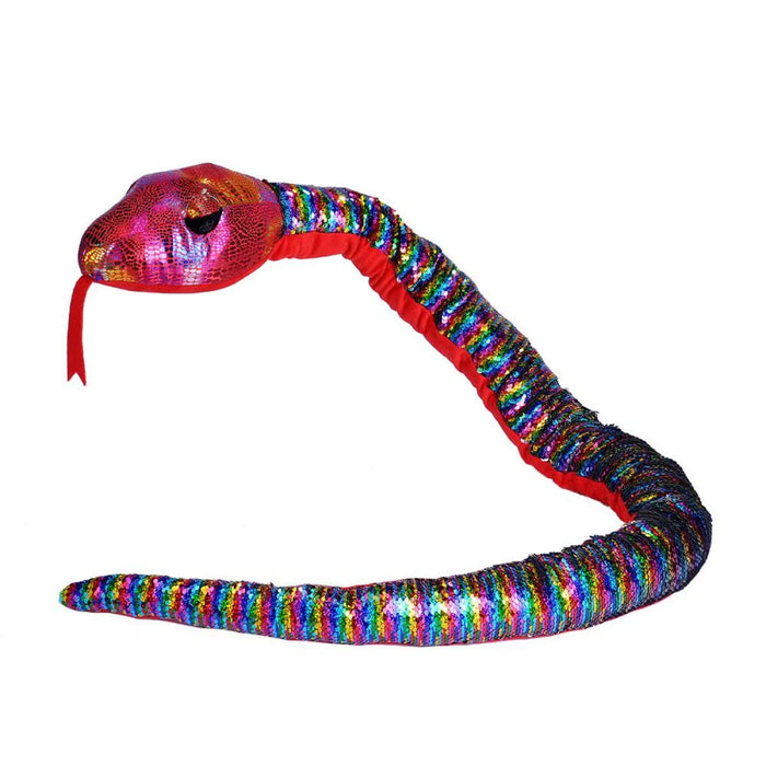 23401 SEQUIN SNAKE STUFFED ANIMAL RAINBOW 54"