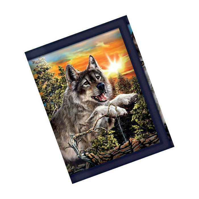 37938 3DLIVELIFE WALLETS-JUMPING WOLVES