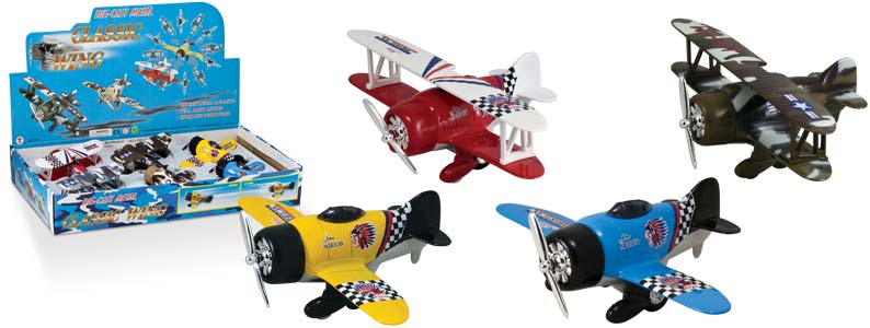 INTCWA CLASSIC WING AIRPLANE PULLBACKS-6PC DISPLAY TRAY