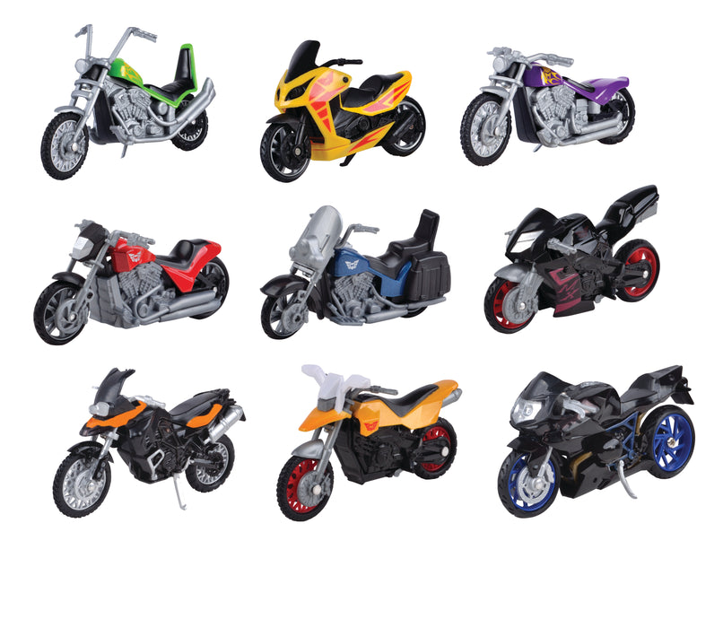 MOMC36 MOTORCYCLES 1/24, 36PC DISPLAY, ASST'D STYLES