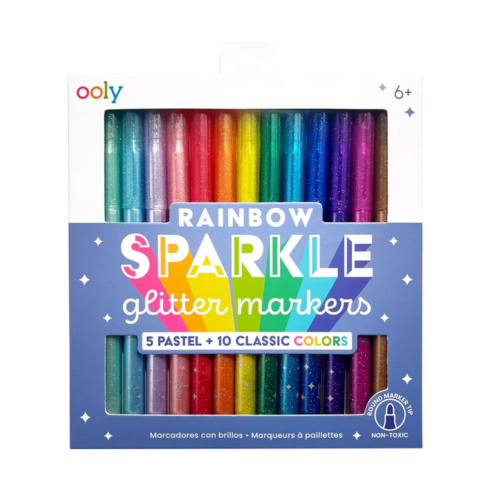 130-113 RAINBOW SPARKLE GLITTER MARKERS (SET OF 15)