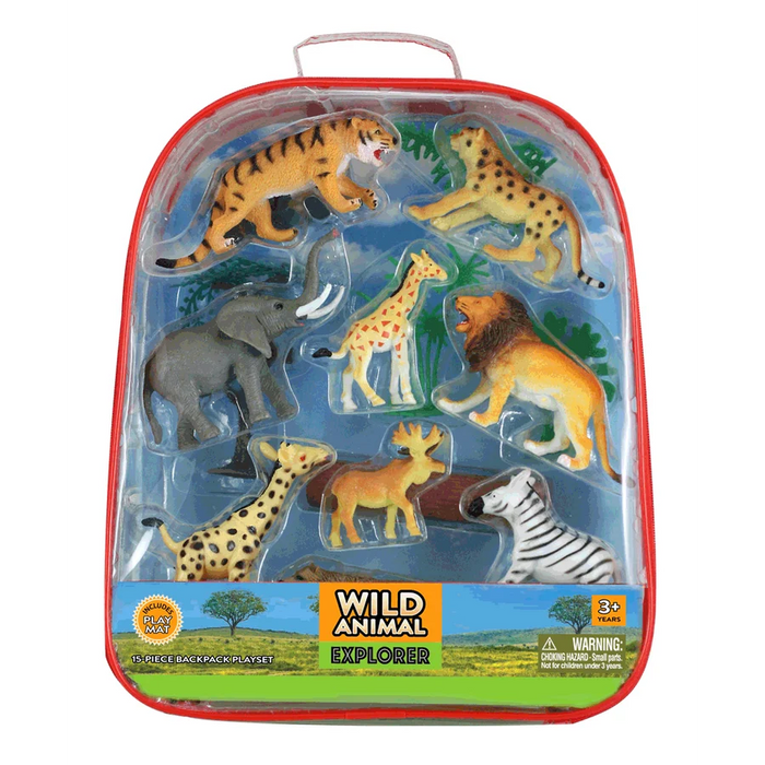 WTBPWA WILD ANIMAL EXPLORER BACKPACK 15PC PLAYSET