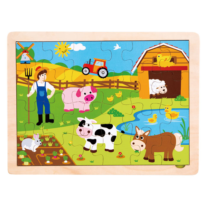 WTWPZJF WOODEN FARM ANIMALS JIGSAW PUZZLE