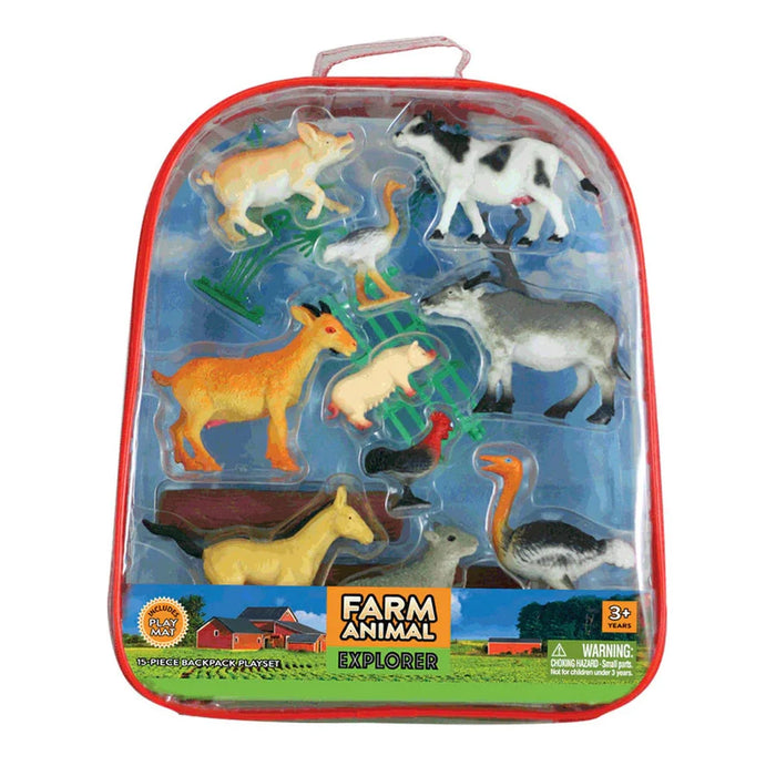 WTBPFA FARM ANIMAL EXPLORER BACKPACK 15PC PLAYSET